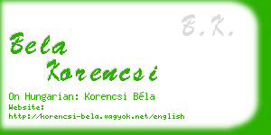 bela korencsi business card