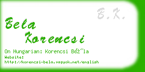 bela korencsi business card